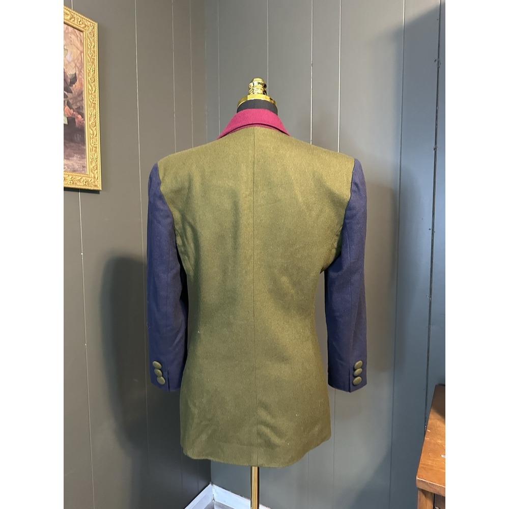 EXPRESS Vintage Y2K 90s Women's S Wool Olive Green Navy Wine‎ Red Blazer Jacket - Picture 3 of 8